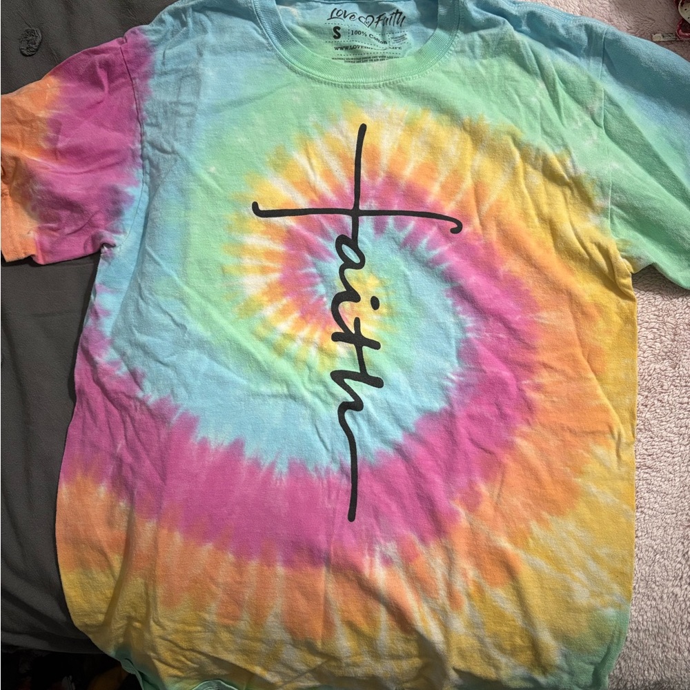 Colorful Tie-Dye 'Faith' T-Shirt
